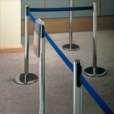 COLONNES MOBILES AVEC RUBAN RETRACTIBLES Ø 36x104 CM BLEU ALUMINIUM (2 UNITÉS)