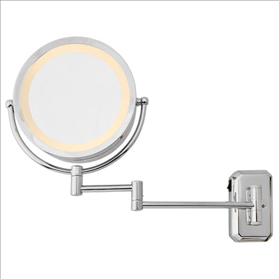 MIROIR BAINS MURAL, 2 FACES 230 V. GROSSISSANTx3 Ø21,5x36 CM ARGENTE METAL (1 UNITÉ)