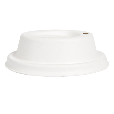 COUVERCLES POUR GOBELETS À CAFÉ 240 ML 'BIONIC' Ø 8 CM BLANC BAGASSE (1000 UNITÉS)