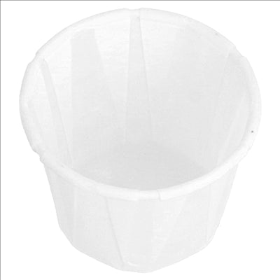 POTS TRAITEUR PAPIER PLISSÉ 22 ML (0,7 oz) 80 G/M2 Ø3,8/2,6x2,8 CM BLANC PARCH.INGRAISSABLE (1000 UNITÉS)