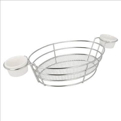 CORBEILLES OVALES + 2 POTS 32,5x15x5,8 CM CHROME ACIER (6 UNITÉS)