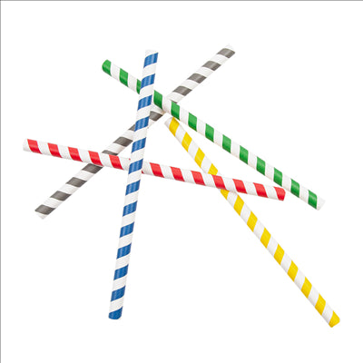 PAILLES DROITES À FRANGES 'PAPER' Ø1x20 CM ASSORTI PAPIER (2400 UNITÉS)