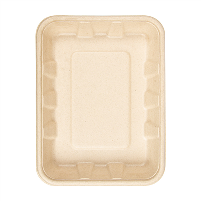 PLATEAUX 'BIONIC' 600 ML 22x16x3,5 CM NATUREL BAGASSE (400 UNITÉS)