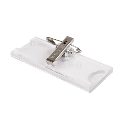 BADGE PORTE NOM AVEC CLIP MÉTALLIQUE 7x2,5 CM TRANSPARENT PS (25 UNITÉS)