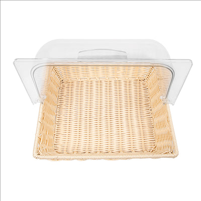 CORBEILLE SIMILAIRE OSIER AVEC COUPOLE 36x33,5x26 CM BEIGE PP (1 UNITÉ)