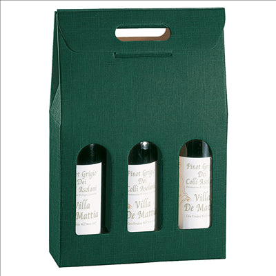 30 U. BOÎTES 3 BOUTEILLES 27x9x38,5 CM VERT CARTON (1 UNITÉ)