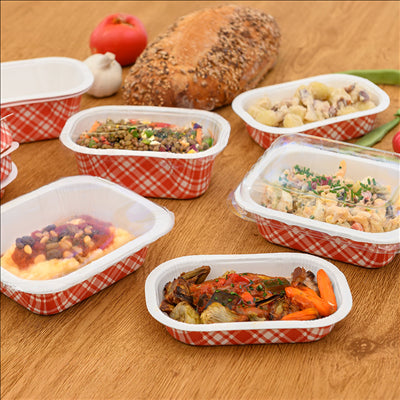 BARQUETTES THERMO FIXANTES 'VICHY' 240 ML 390 G/M2 + 25G/M2 PET 16x10x2,5 CM BLANC CARTON (1200 UNITÉS)