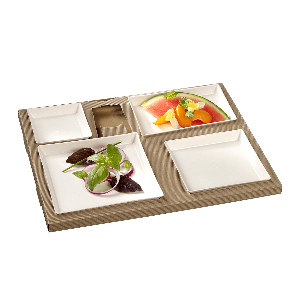 Kit plateau-repas Polaris vaisselle Quartz blanche + couvercle | 25 Unité(s)