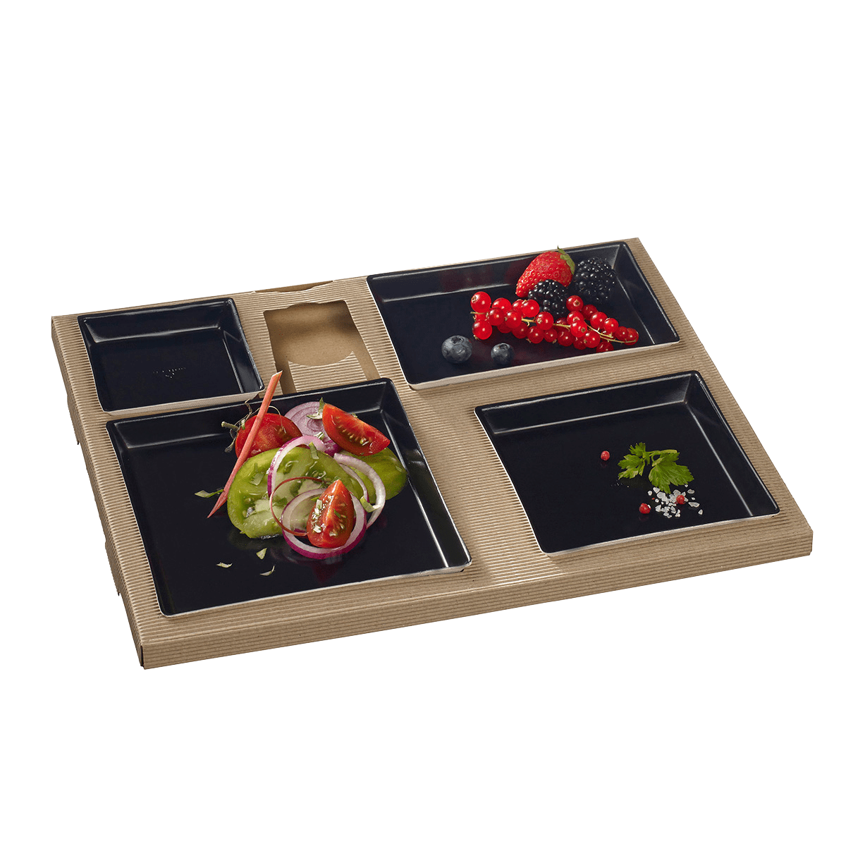 Kit plateau-repas Polaris vaisselle Quartz noire laminée + couvercle | 25 Unité(s)