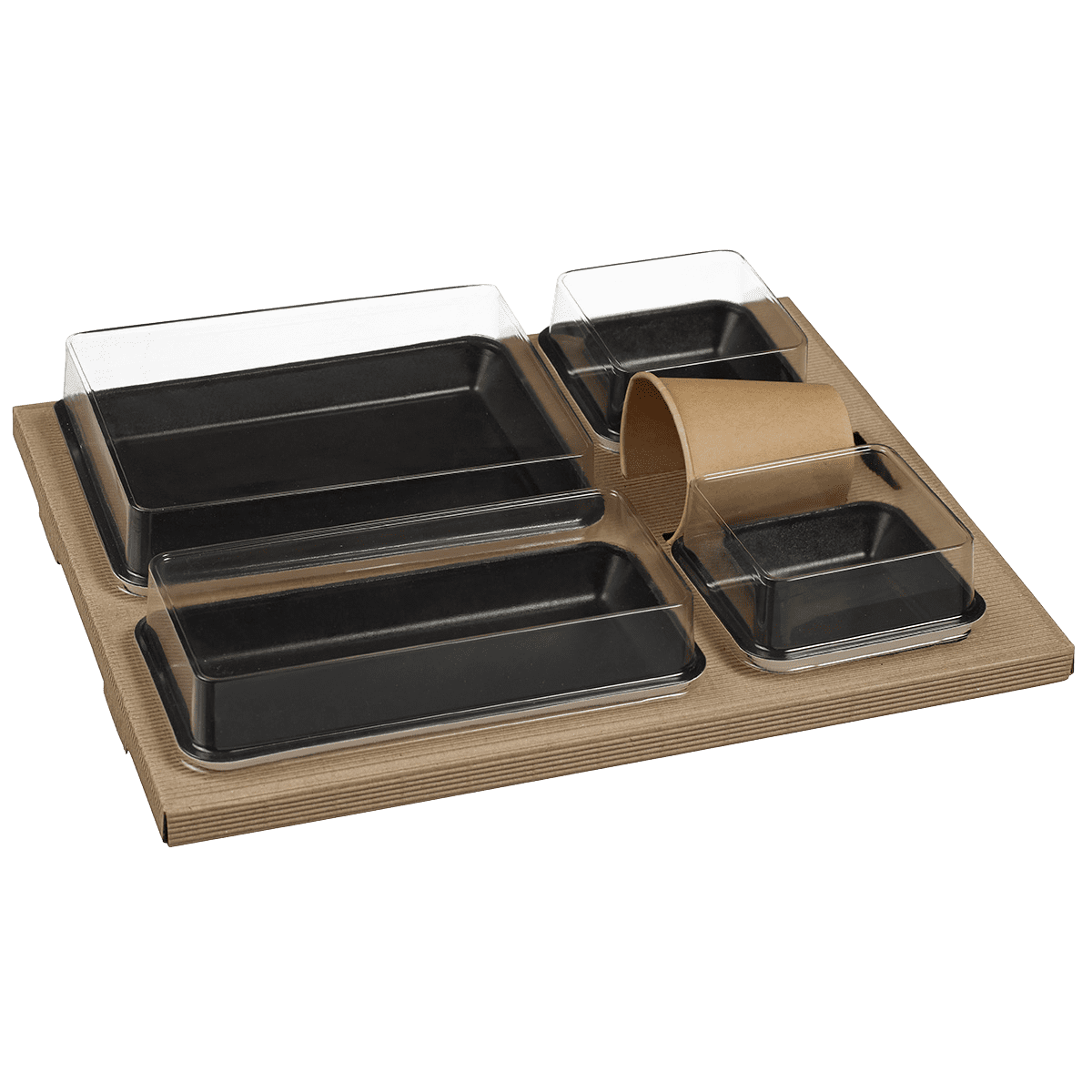 Kit plateau-repas Polaris vaisselle Kanopée noire laminée + couvercle | 25 Unité(s)
