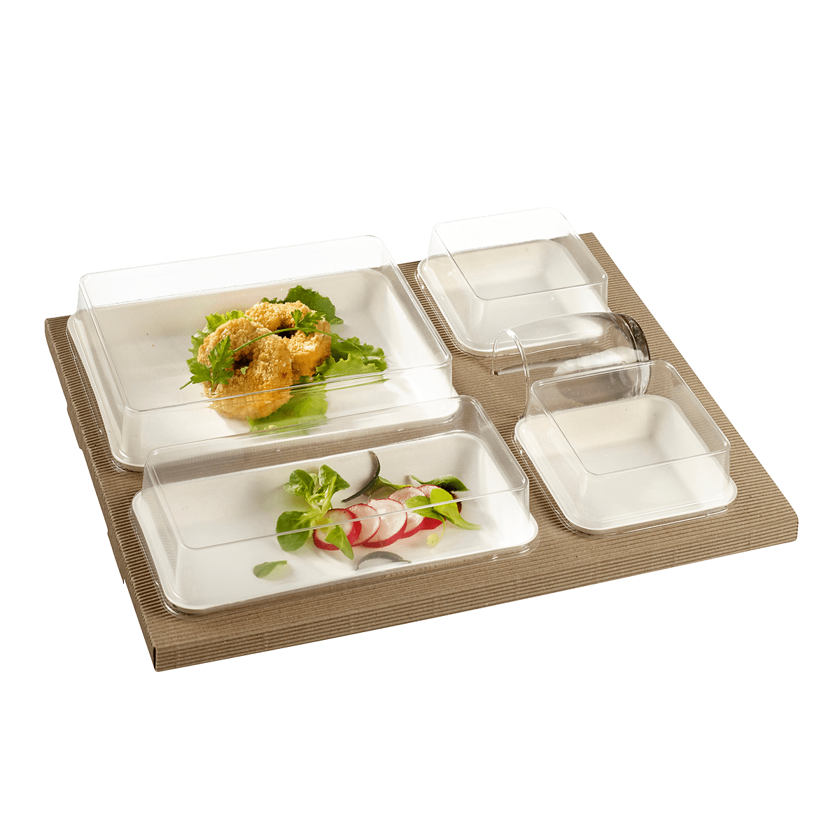 Kit plateau-repas Polaris vaisselle Kanopée blanche + couvercle | 25 Unité(s)