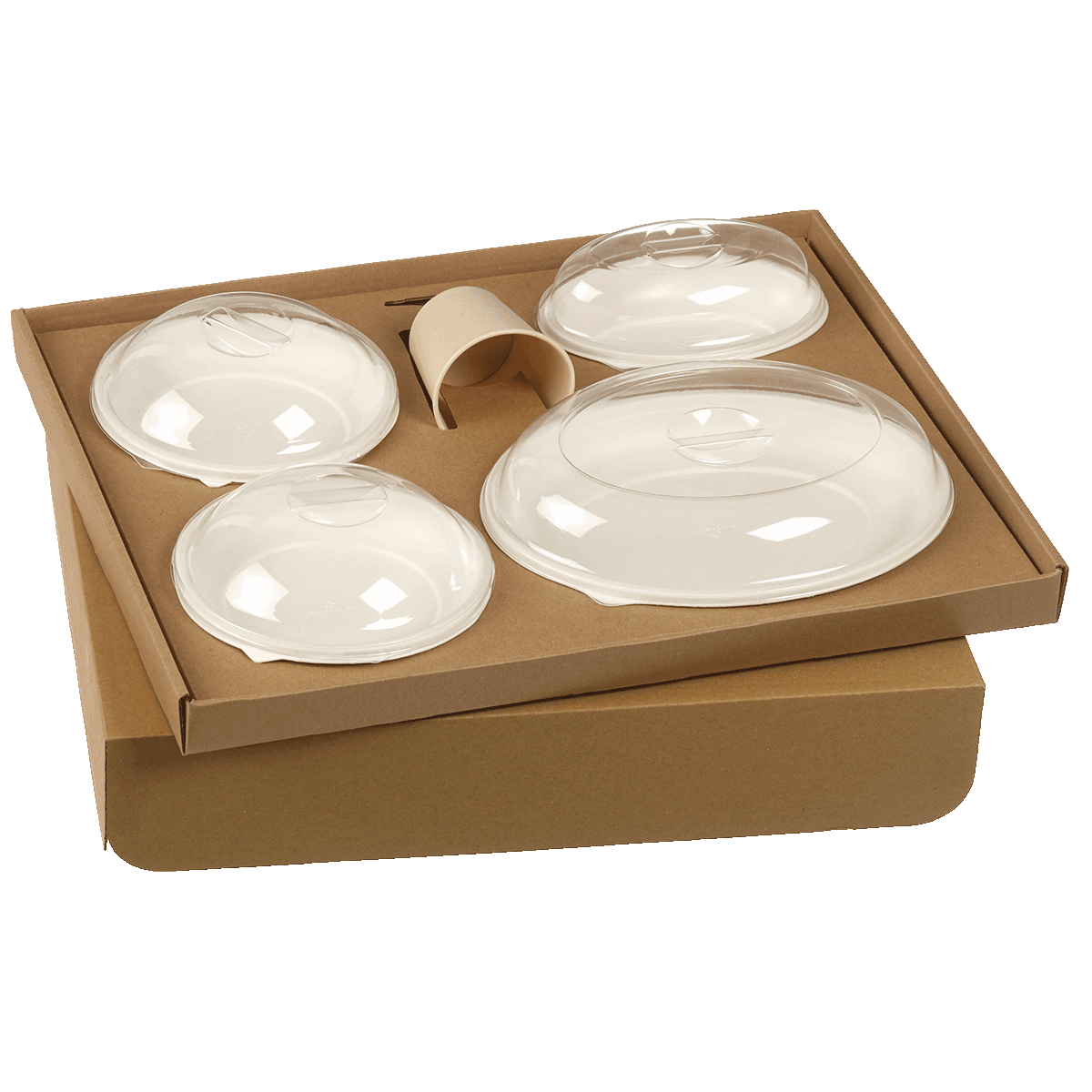 Kit plateau-repas Ecokraft vaisselle Galaxie blanche + couvercle | 30 Unité(s)