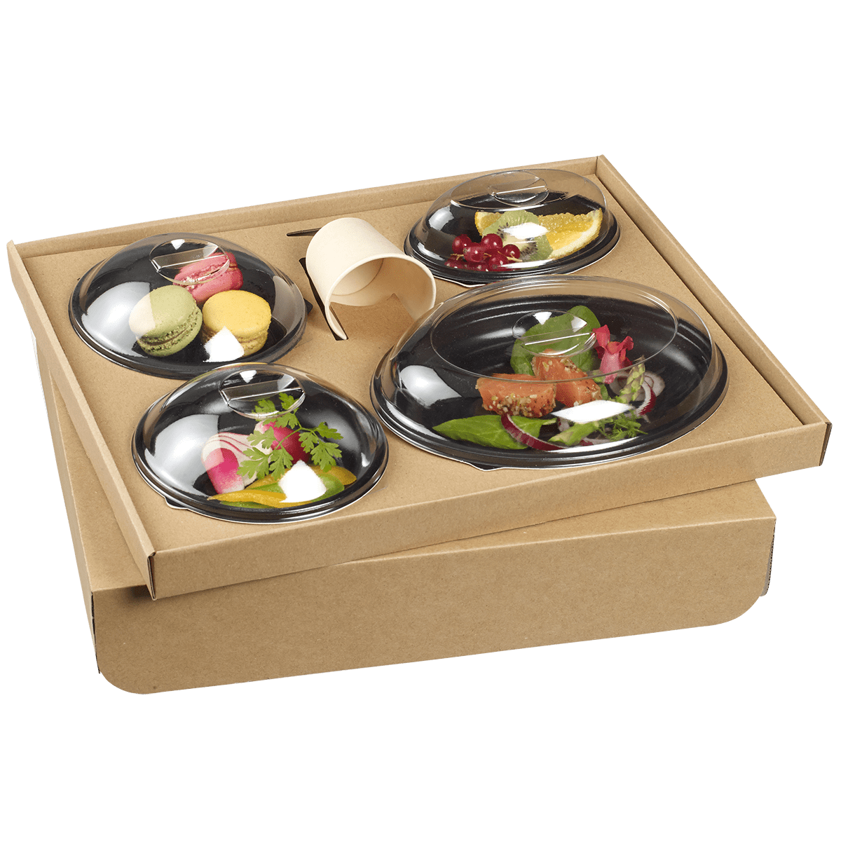 Kit plateau-repas Ecokraft vaisselle Galaxie noire + couvercle | 30 Unité(s)