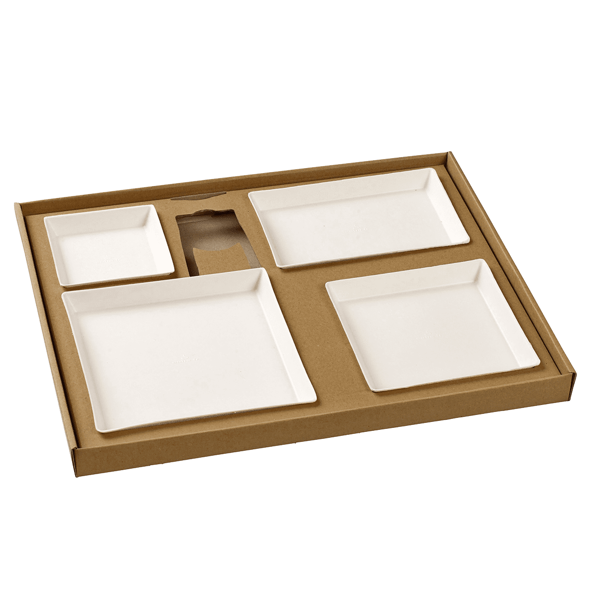 Kit plateau-repas Ecokraft vaisselle Quartz blanche laminée + couvercle | 30 Unité(s)