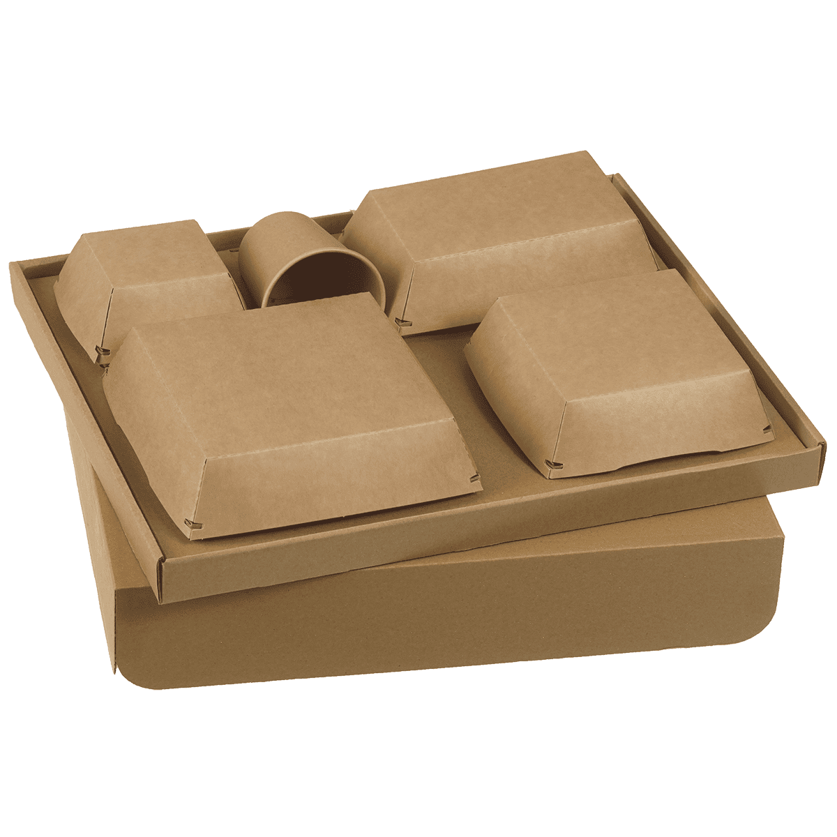 Kit plateau-repas Ecokraft vaisselle Quartz ou carton + couvercle | 30 Unité(s)