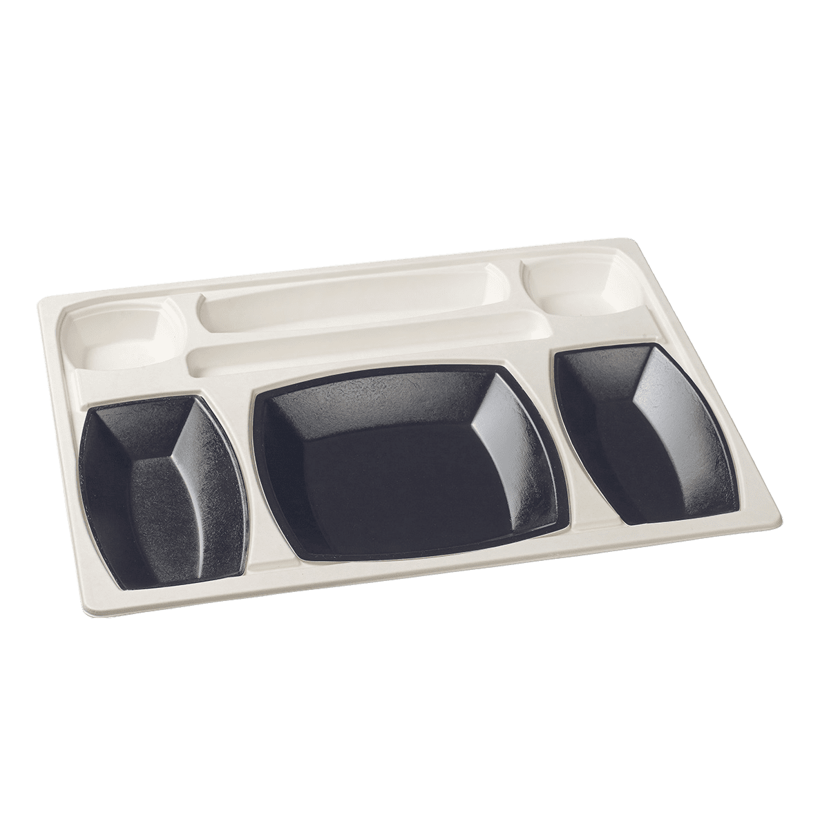 Kit plateau-repas Gala vaisselle noire + couvercle | 60 Unité(s)