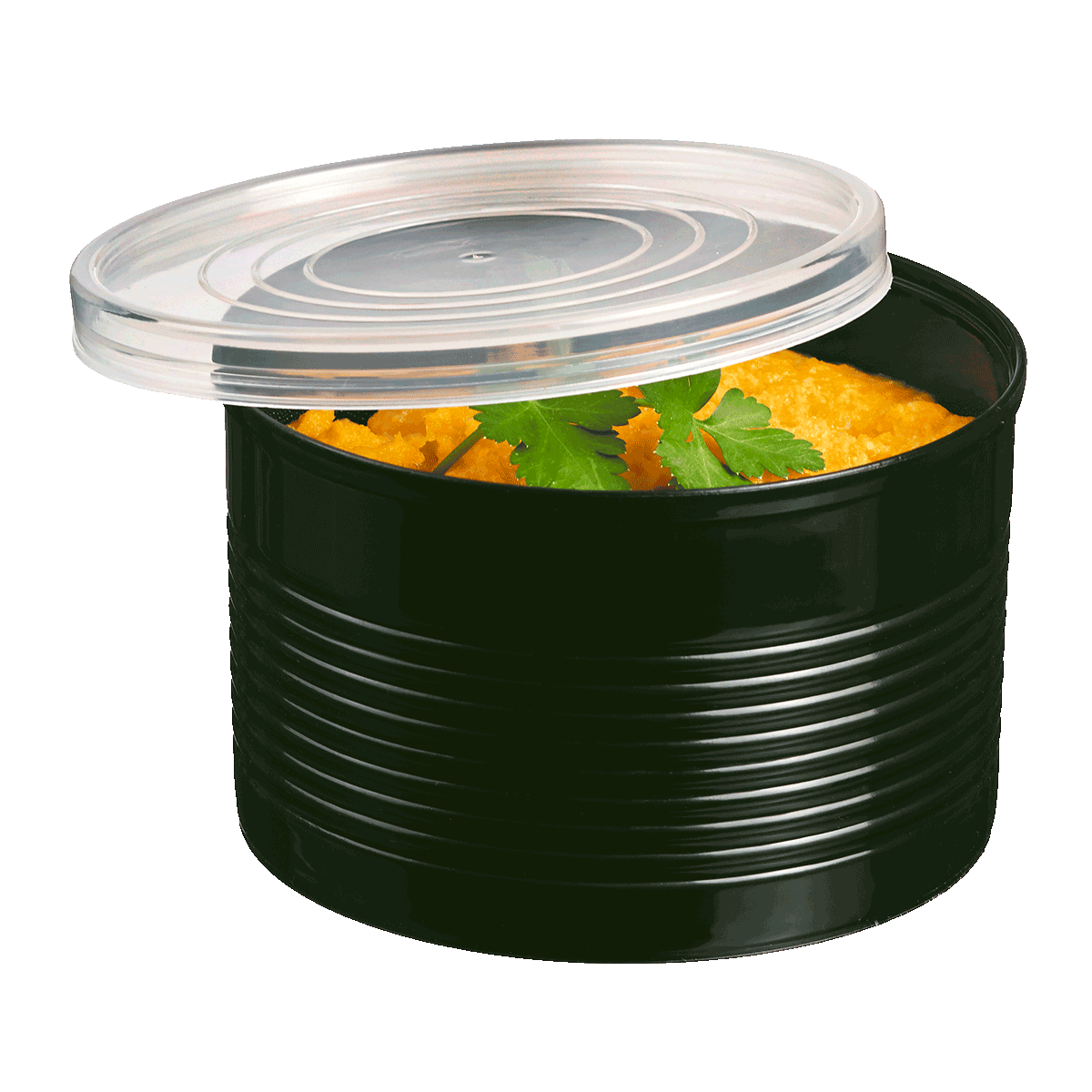 Boite de conserve noire PP 450 ml avec couvercle | 72 Unité(s)