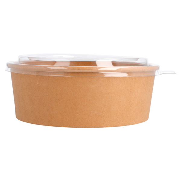 Saladiers carton kraft avec couvercle PET 1300 ML Ø18,5 x 7 cm | 250 unités