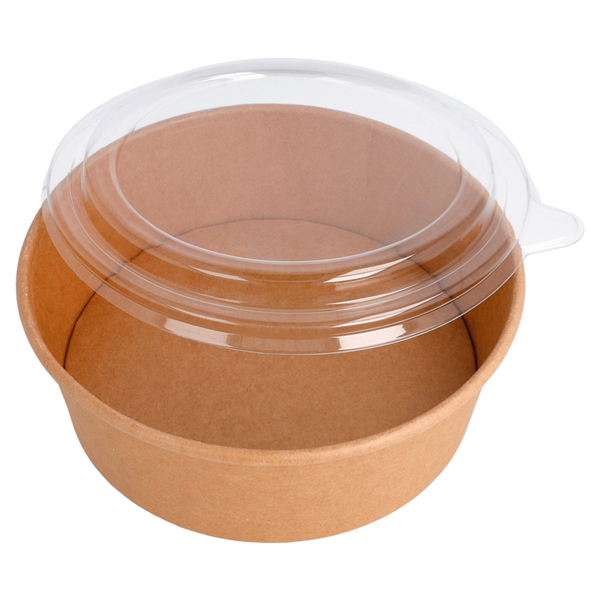 Saladiers carton kraft avec couvercle PET 1300 ML Ø18,5 x 7 cm | 250 unités