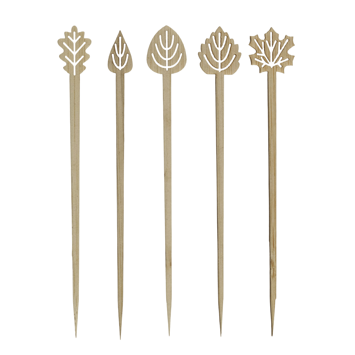 Piques Feuilles en bambou, 5 modèles panachés | 2000 Unité(s)