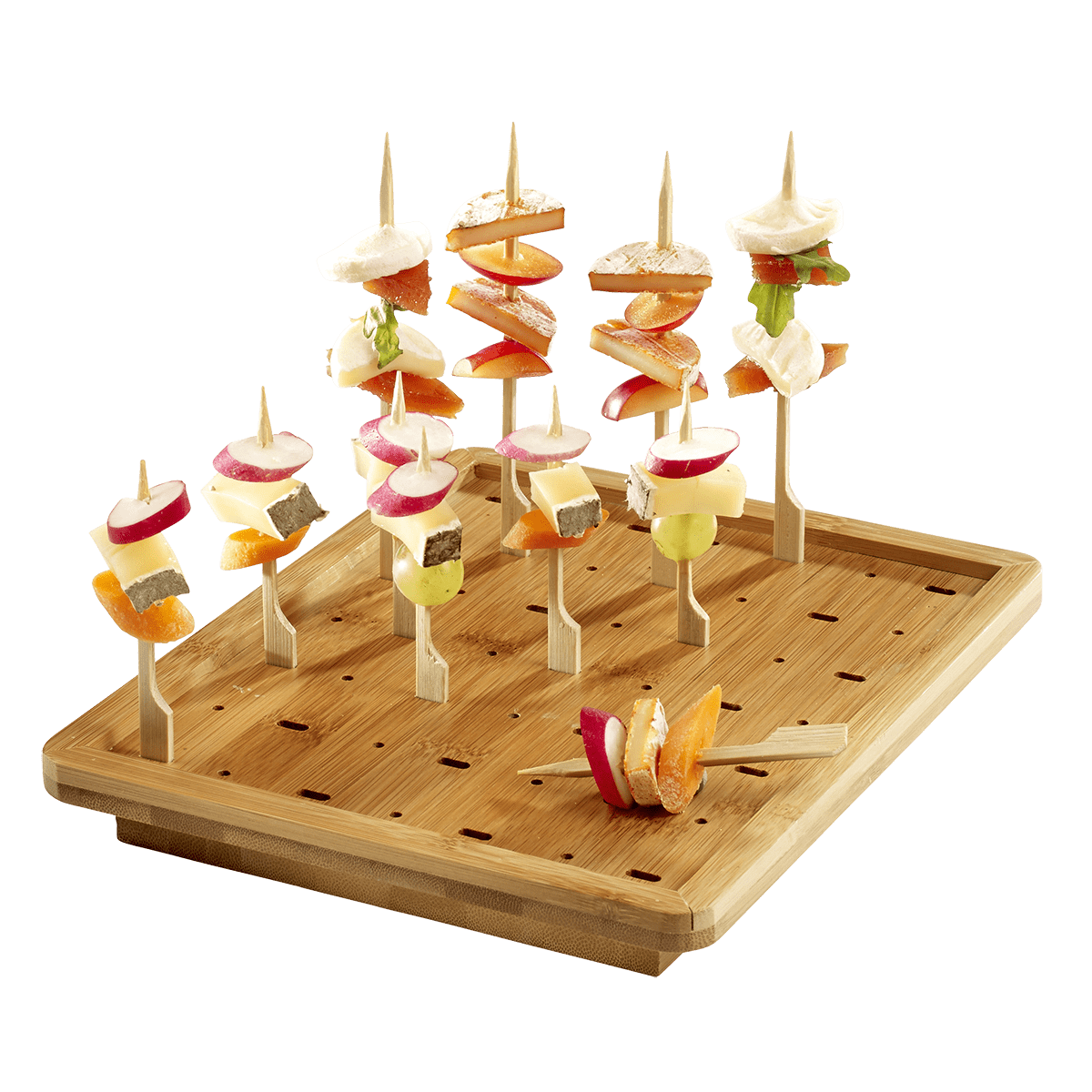 Planche pour 25 brochettes bambou 250x200 mm | 10 Unité(s)