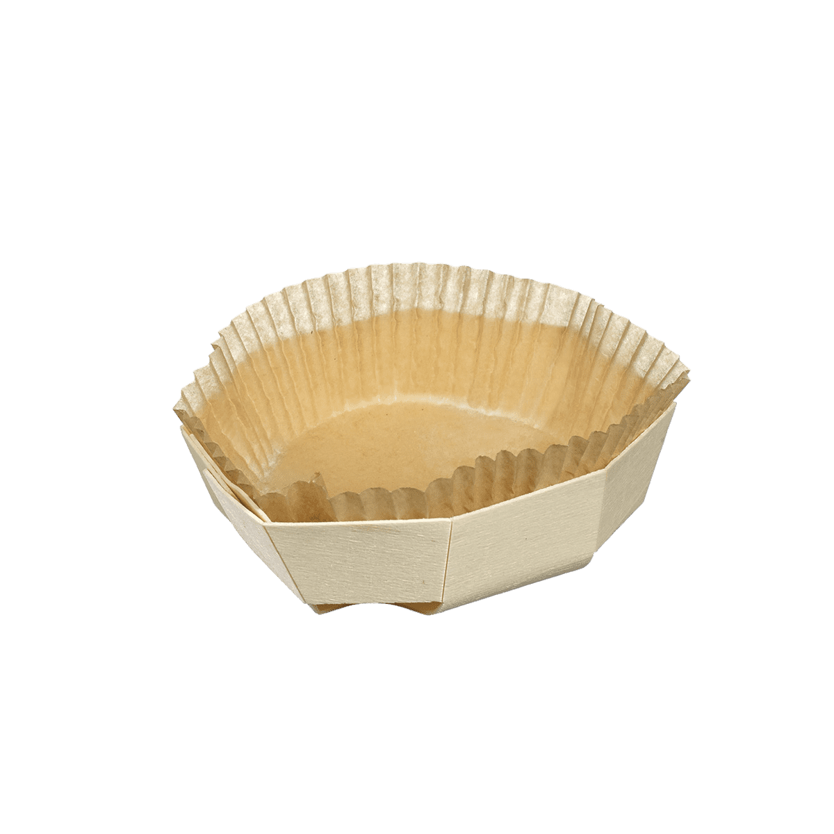 Barquette bois ronde + papier cuisson Ø110 H35 mm | 400 Unité(s)