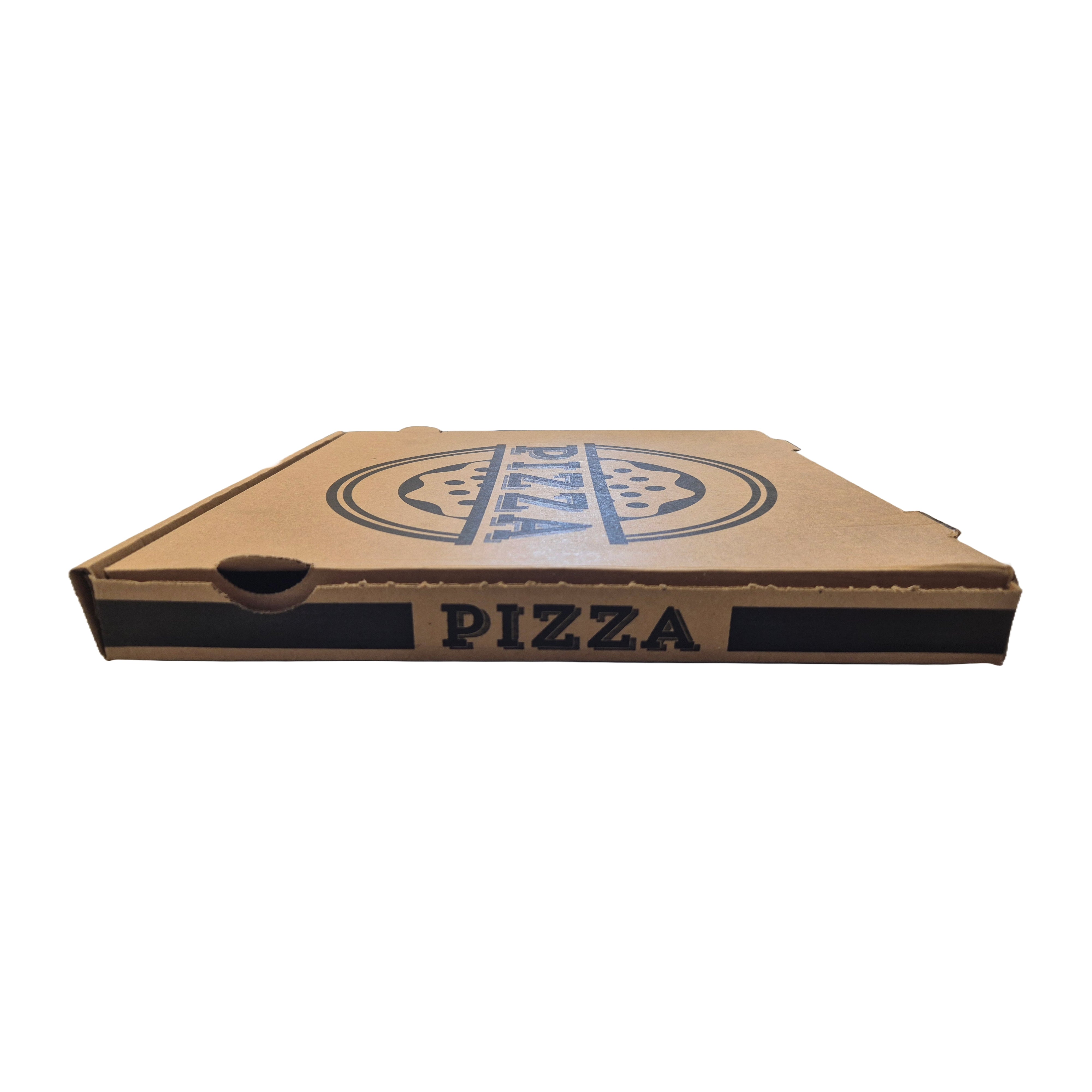 Boîtes pizza 33x33x3,5 cm naturel kraft + noir carton ondulé microcannelure | 100 UNITÉS