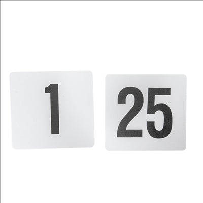 NUMÉRO DE TABLE DU 1 AU 25 10,2 CM BLANC PLASTIQUE (1 UNITÉ)