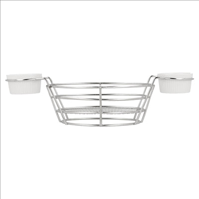 CORBEILLES OVALES + 2 POTS 26x10x5,3 CM CHROME ACIER (6 UNITÉS)