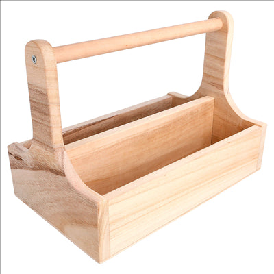BOÎTE PRÉSENTATION AVEC ANSE 25x15,3x18 CM NATUREL BOIS (1 UNITÉ)