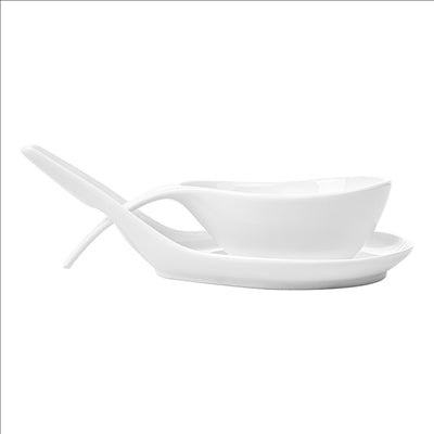 BOLS SOUPE AVEC SAUCIÈRE 18x8,6x4,3 CM BLANC PORCELAINE (6 UNITÉS)