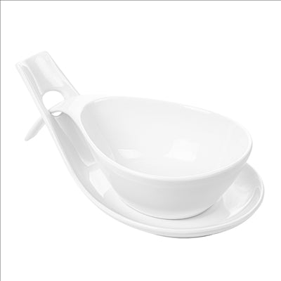 BOLS SOUPE AVEC SAUCIÈRE 25,5x13x6,5 CM BLANC PORCELAINE (4 UNITÉS)
