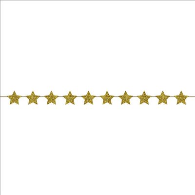 GUIRLANDE ÉTOILES  250 G/M2 1,5 M DORE PAPIER (24 UNITÉS)