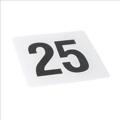 NUMÉRO DE TABLE DU 1 AU 25 10,2 CM BLANC PLASTIQUE (1 UNITÉ)