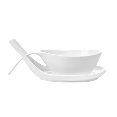 BOLS SOUPE AVEC SAUCIÈRE 25,5x13x6,5 CM BLANC PORCELAINE (4 UNITÉS)