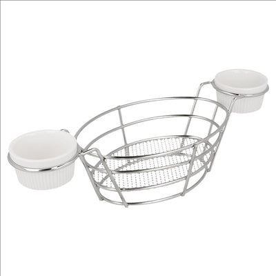 CORBEILLES OVALES + 2 POTS 26x10x5,3 CM CHROME ACIER (6 UNITÉS)