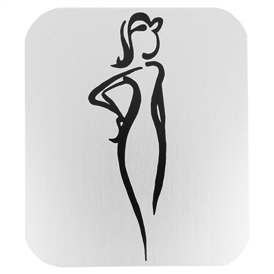 PLAQUE AUTO-ADHESIVE "DAMES" 12,2x14x0,1 CM BLANC ALUMINIUM (1 UNITÉ)