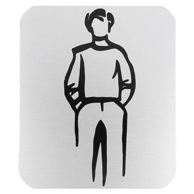 PLAQUE AUTO-ADHESIVE "MESSIEURS" 12,2x14x0,1 CM BLANC ALUMINIUM (1 UNITÉ)