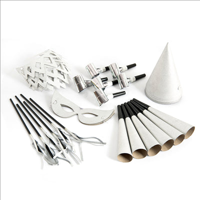 ASSORTIMENT COTILLON 6 PERSONNES ARGENTE (12 UNITÉ)