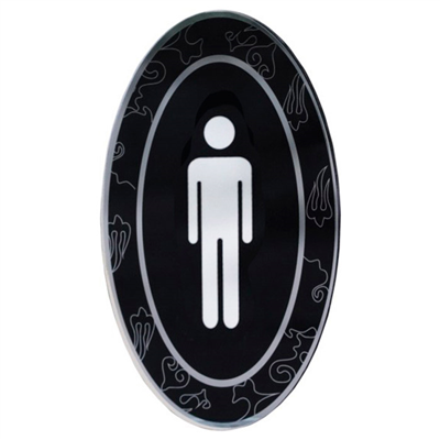 PLAQUE AUTO-ADHESIVE "MESSIEURS" 12,5x20,5 CM NOIR ACRYLIQUE (1 UNITÉ)