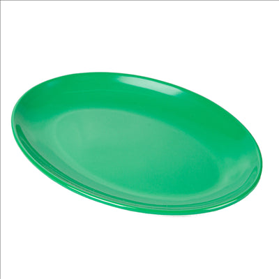 ASSIETTES OVALES 25,5x18 CM VERT MÉLAMINE (15 UNITÉS)