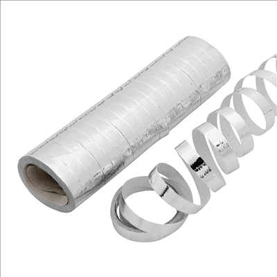 2x18 SERPENTINS  7MMx4M ARGENTE PAPIER (12 UNITÉ)