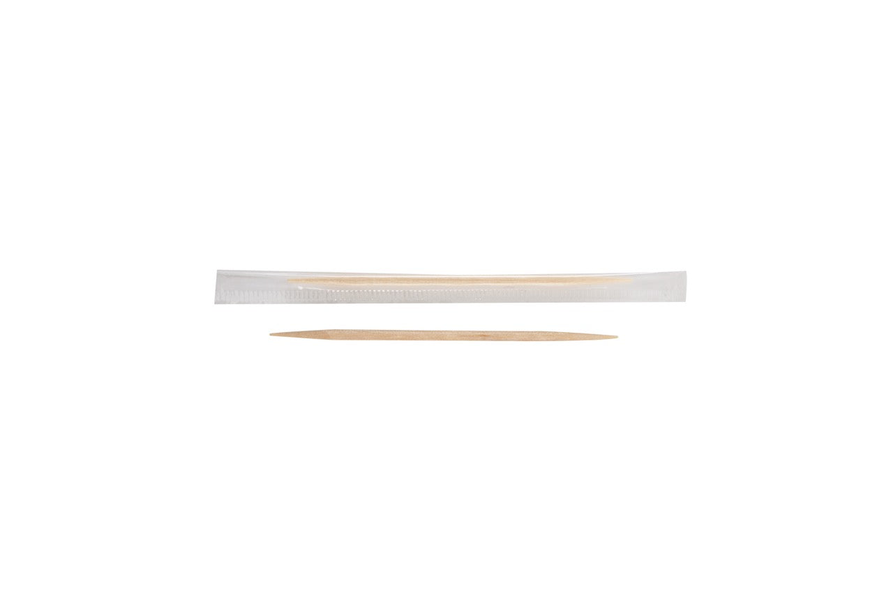 Cure-dents rond 2 pointes emballer individuellement Ø 0,2 x 6,5 cm - 30000 unités