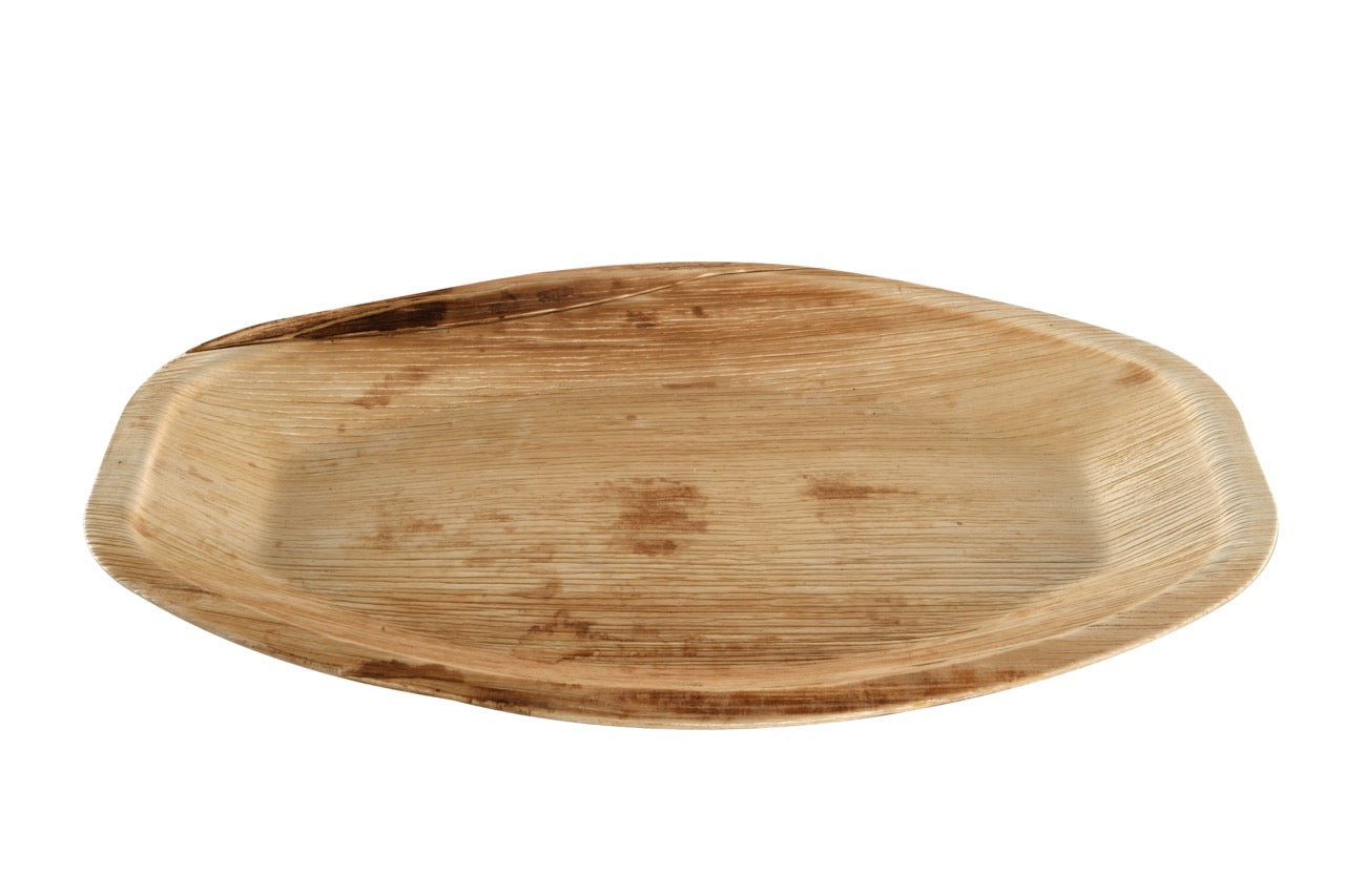Plateau ovale en feuille de palmier 37 x 25 cm - 100 unités