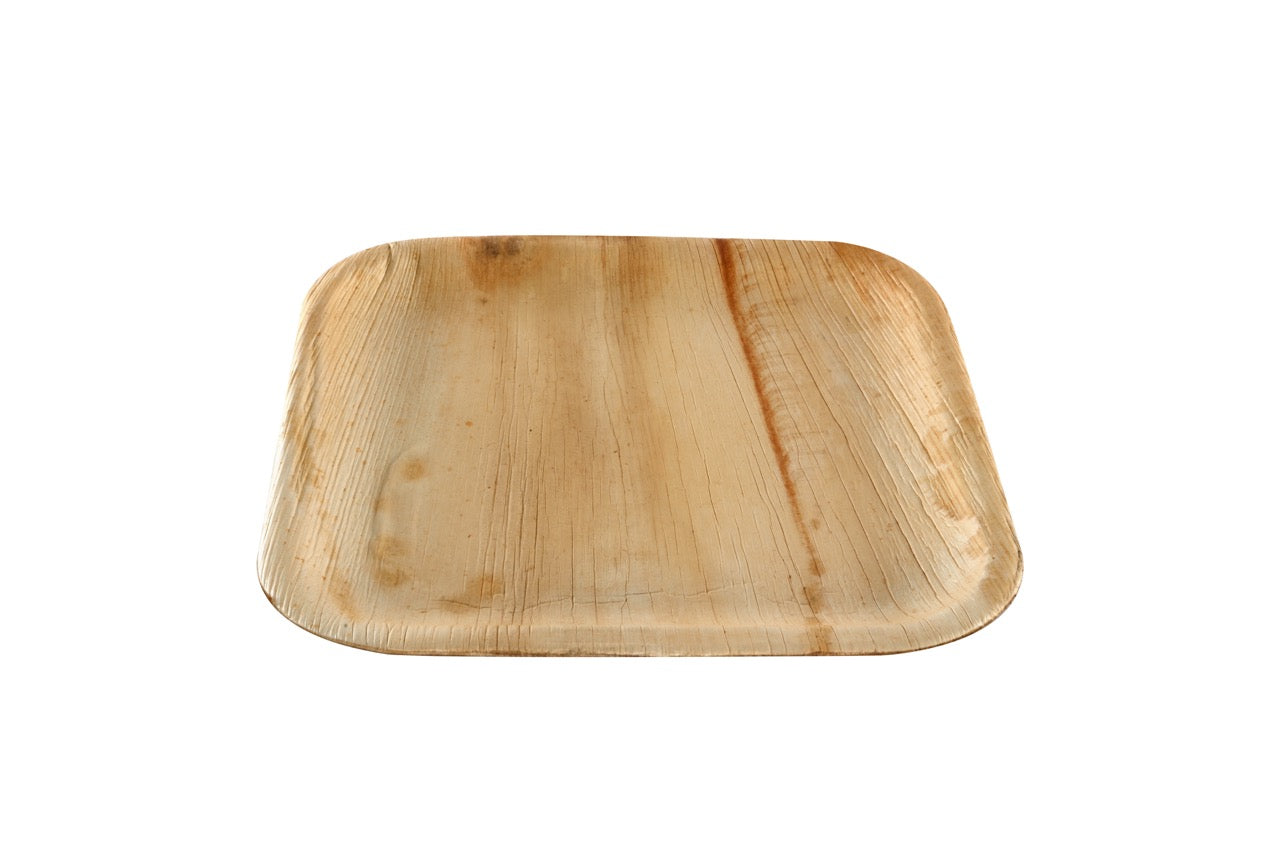 Assiette carrée en feuille de palmier 24 x 24 cm - 100 unités