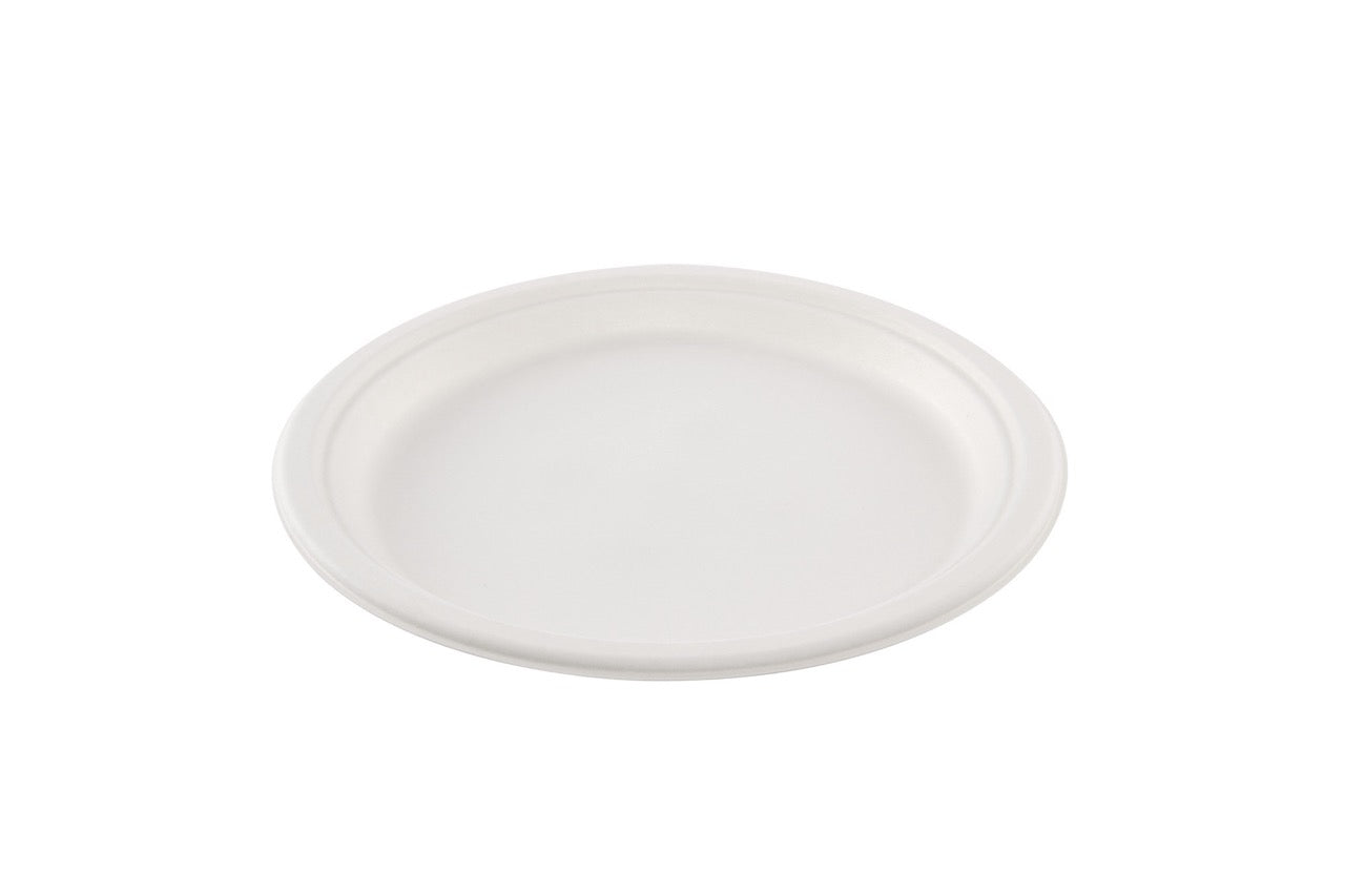 Assiette ronde blanche en canne à sucre Ø 22 cm - 800 unités