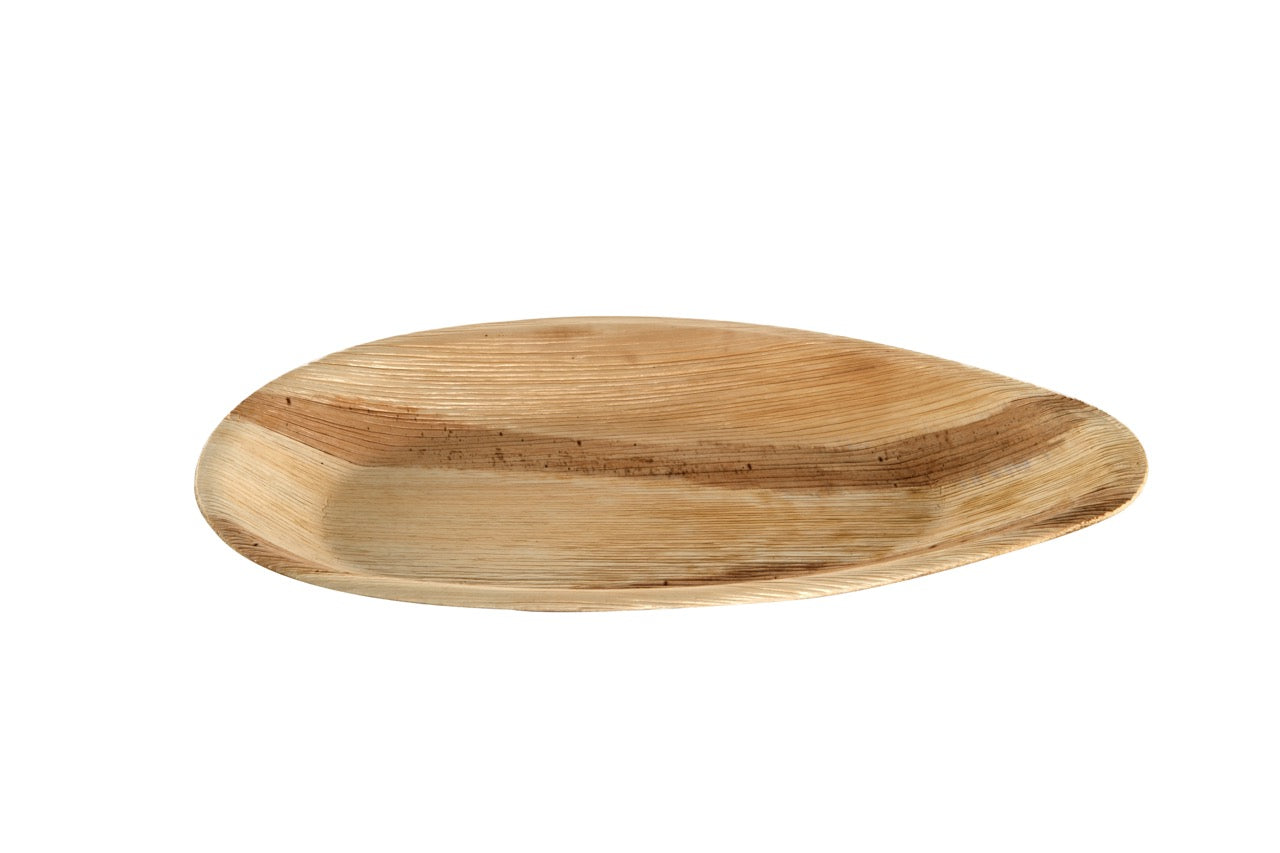 Plateau bateau en feuille de palmier 31 x 17 cm - 100 unités