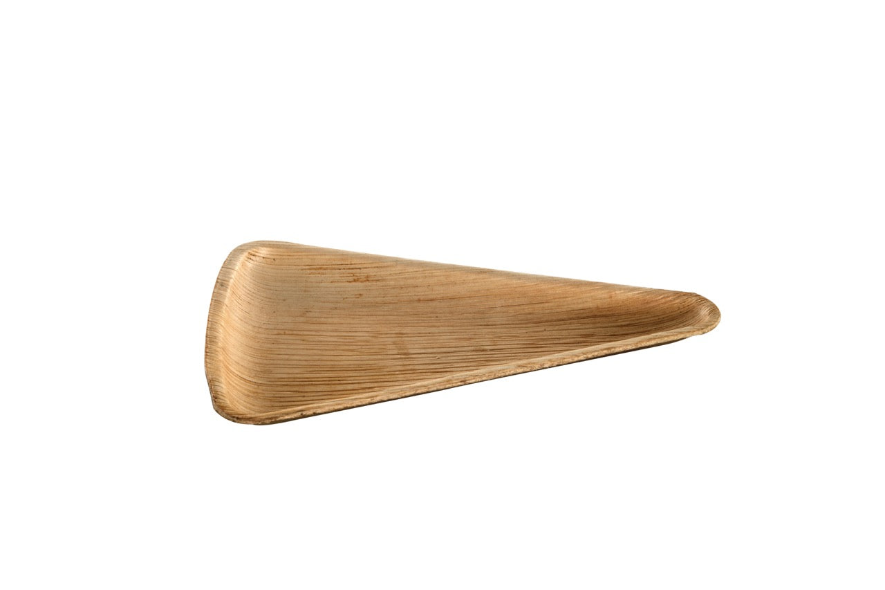 Plateau triangle en feuille de palmier 25 x 14,5 cm - 100 unités