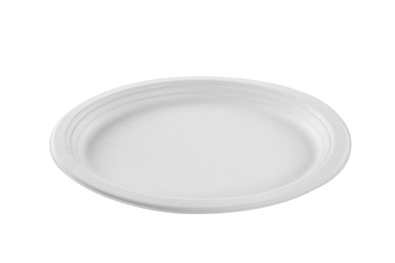 Plateaux de service ovale blanc en canne à sucre 32 x 26 cm - 500 unités