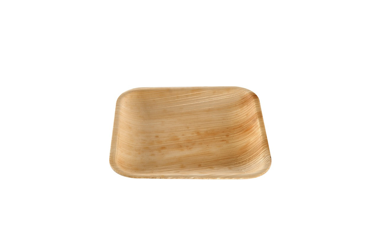 Assiette carrée en feuille de palmier 18 x 18 cm - 100 unités